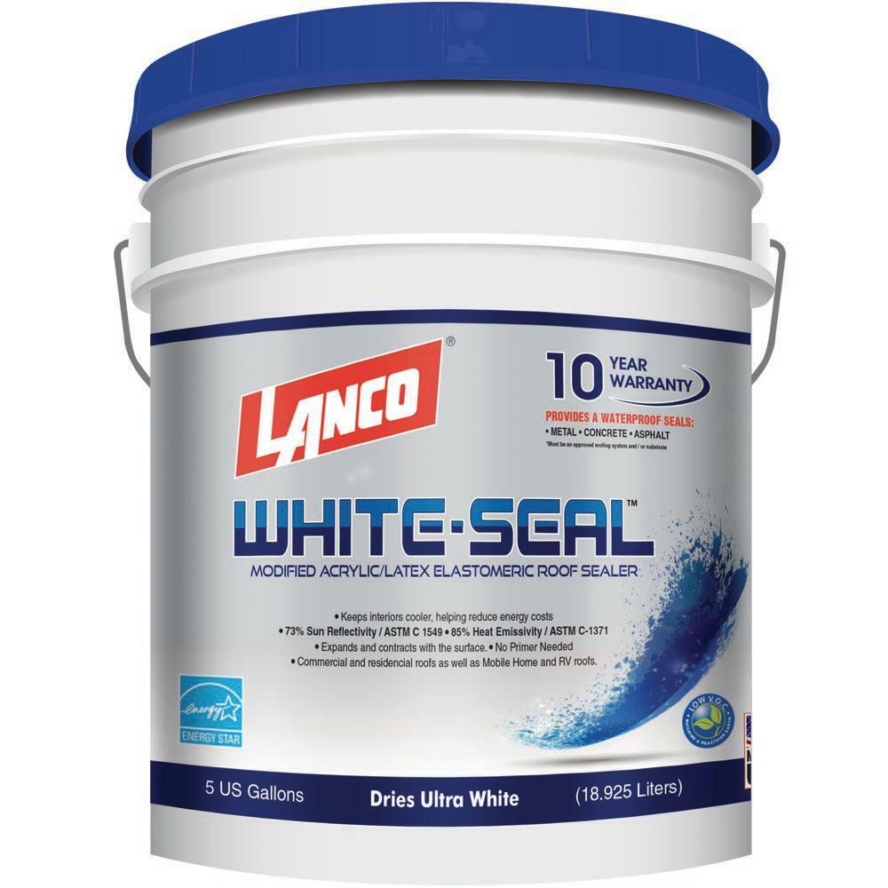 White Seal Rubberized Elastomeric Roof Coating 5Gal Weatherproof Durable Sealer