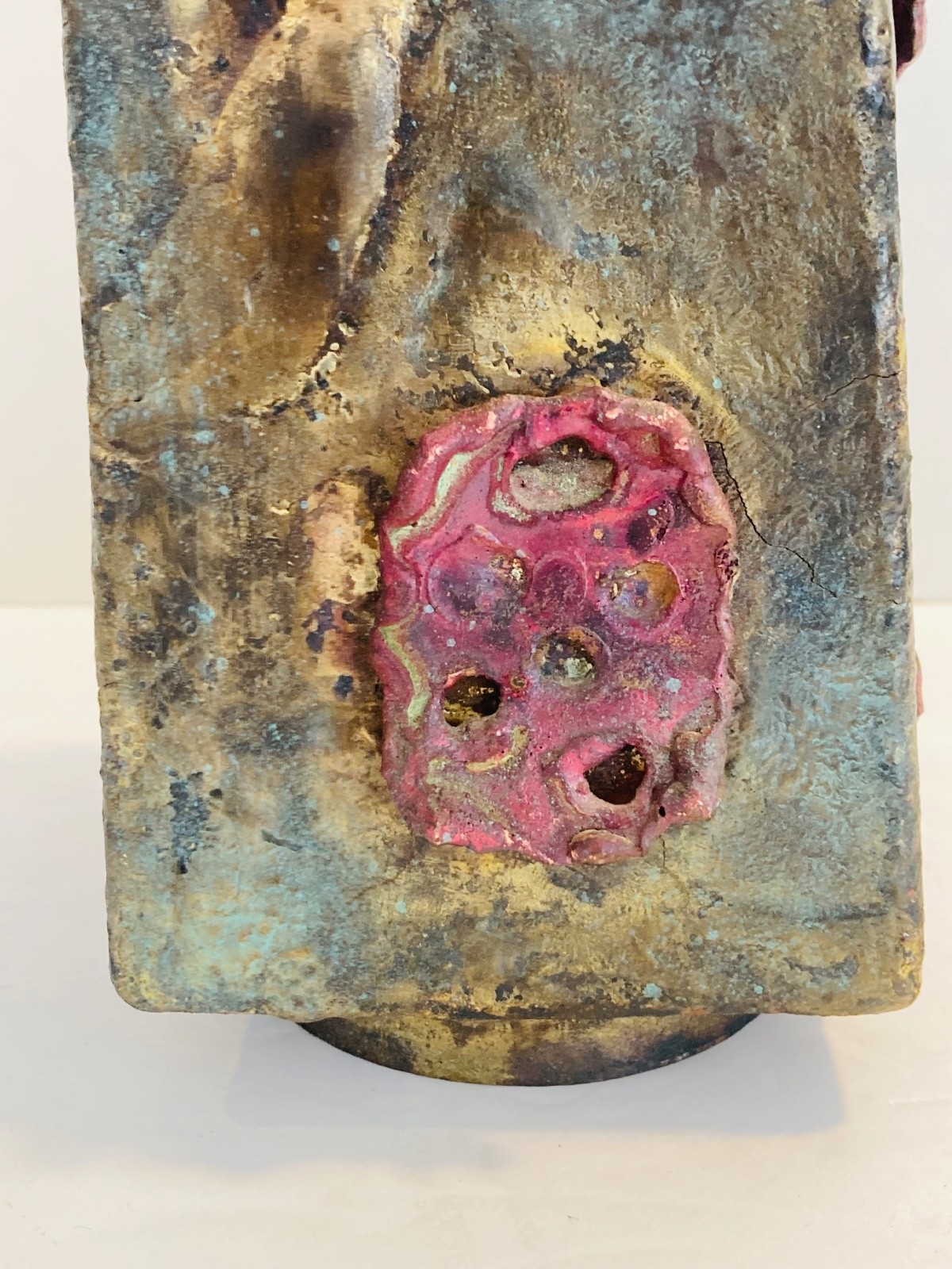 Beautiful MCM Metal Brutalist Bronze Vase Handmade Sculpture