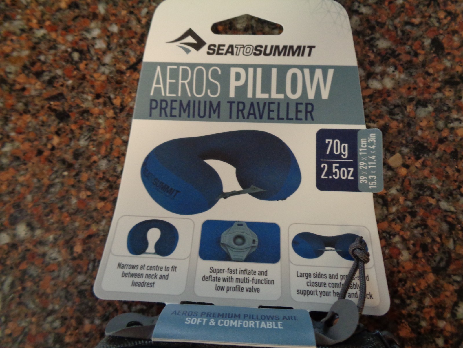 Sea to Summit Aeros Premium Traveller Pillow Navy Blue Inflatable Brand New