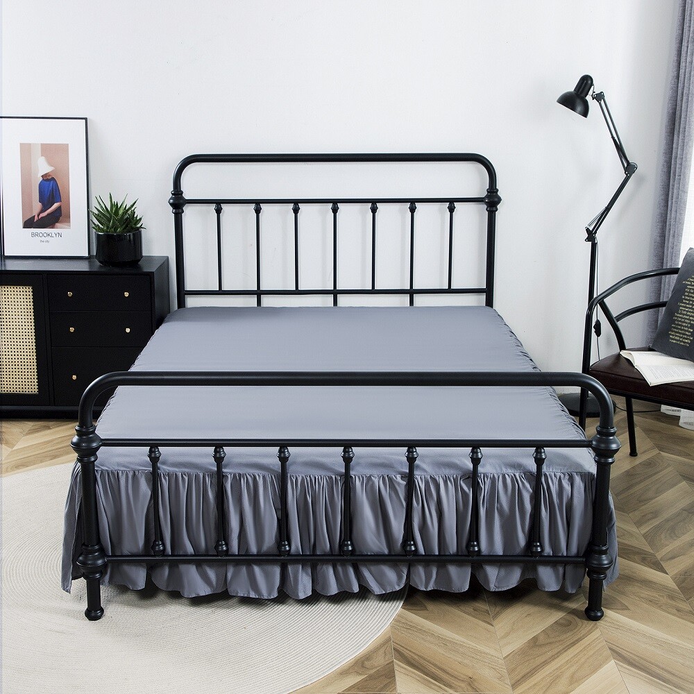 Luxury Bed Skirt 14" Drop Super Solid Microfiber Pleated Premium Wrinkle Free