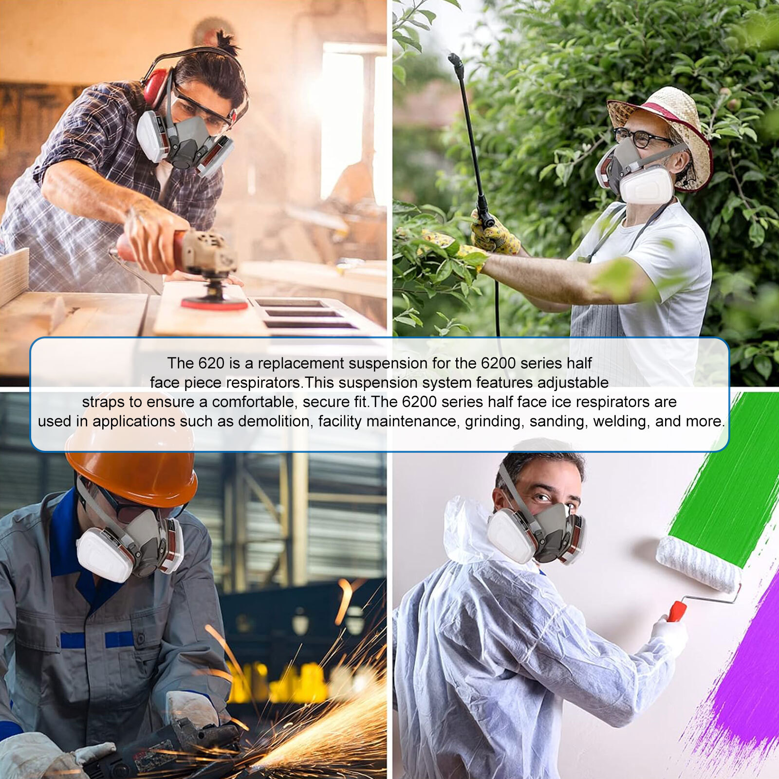 Head Harness Strap Assembly for 6200/6000/6100 Series Half Face Masks Respirator