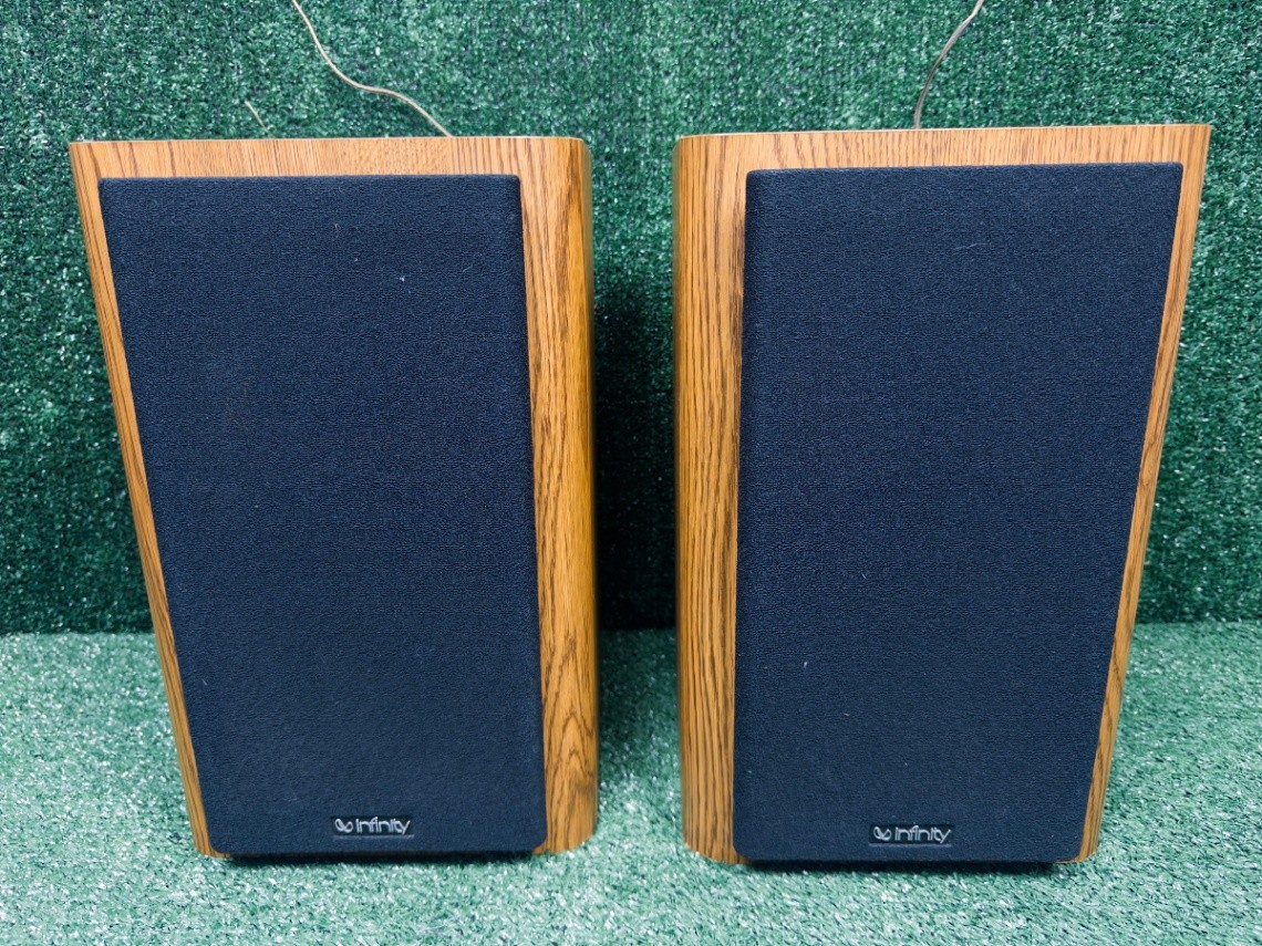 Vintage Infinity RS 2000 Bookshelf Speakers Pair Polycell Tweeters Wood Veneer