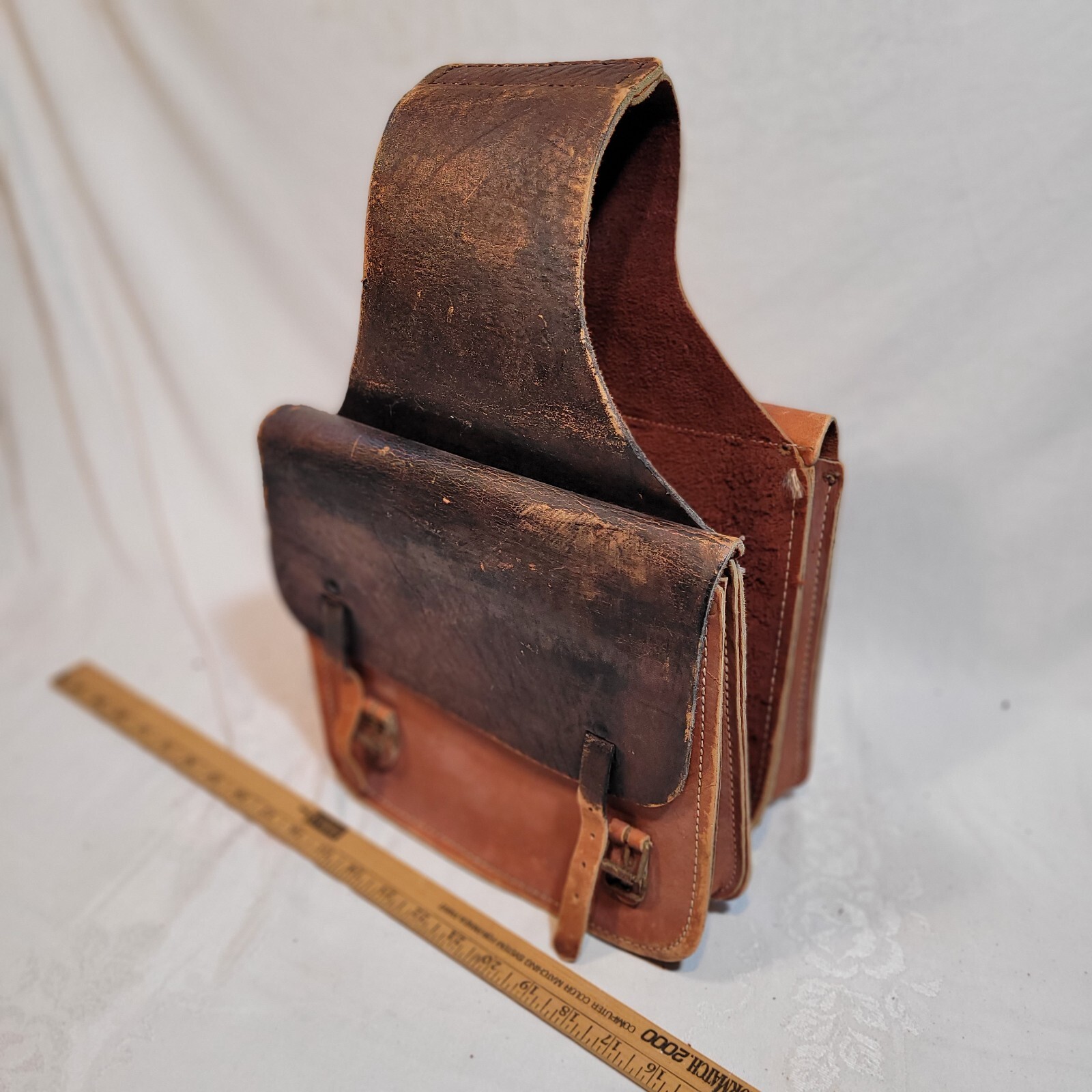 Vintage Leather Saddlebags Horse Western Gear Satchel Tack, read