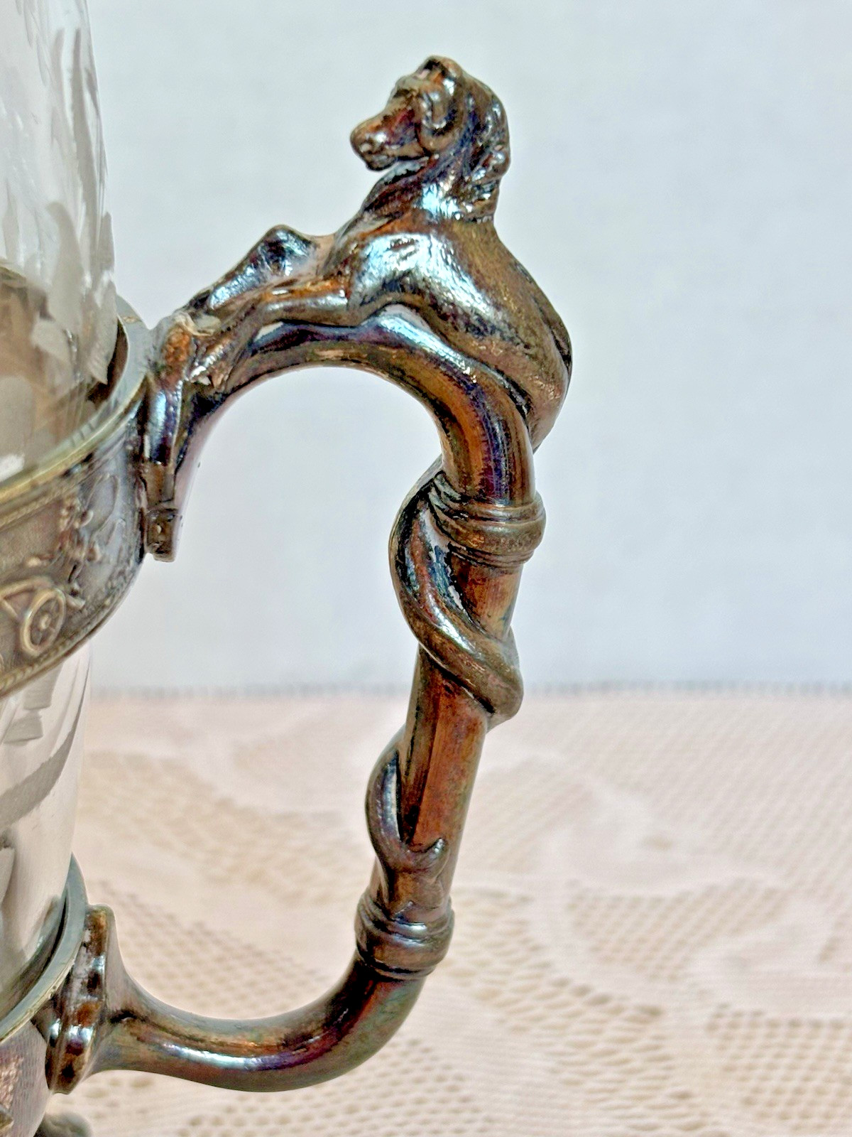 Antique Reed & Barton 980 Victorian Pickle Castor Etched Glass Silverplate