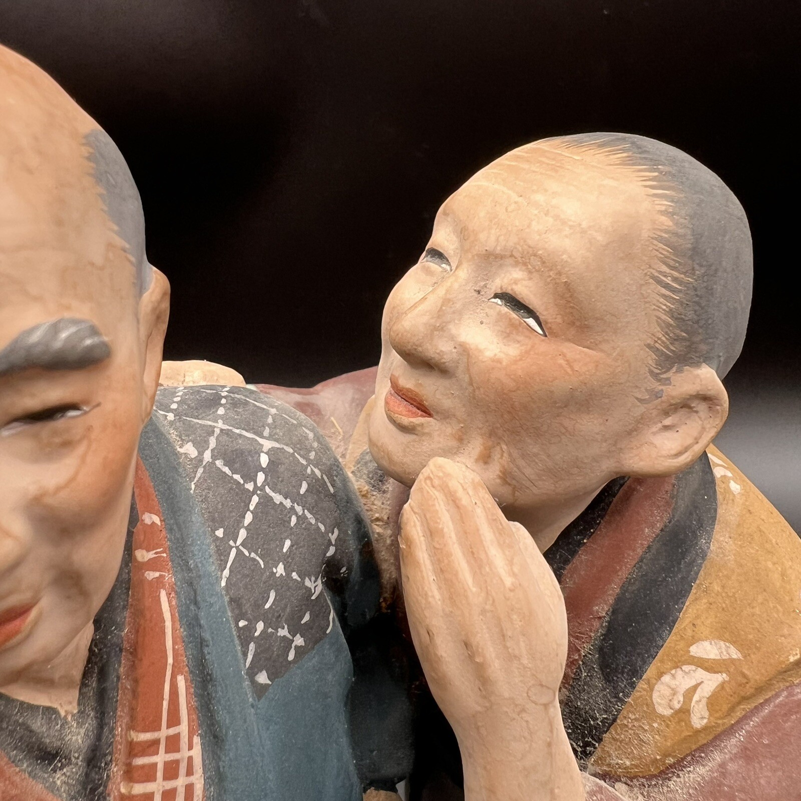 1940s-50s Japanese "Mudmen"/10" tall/Figurine/Pottery/Two Men/made in Japan