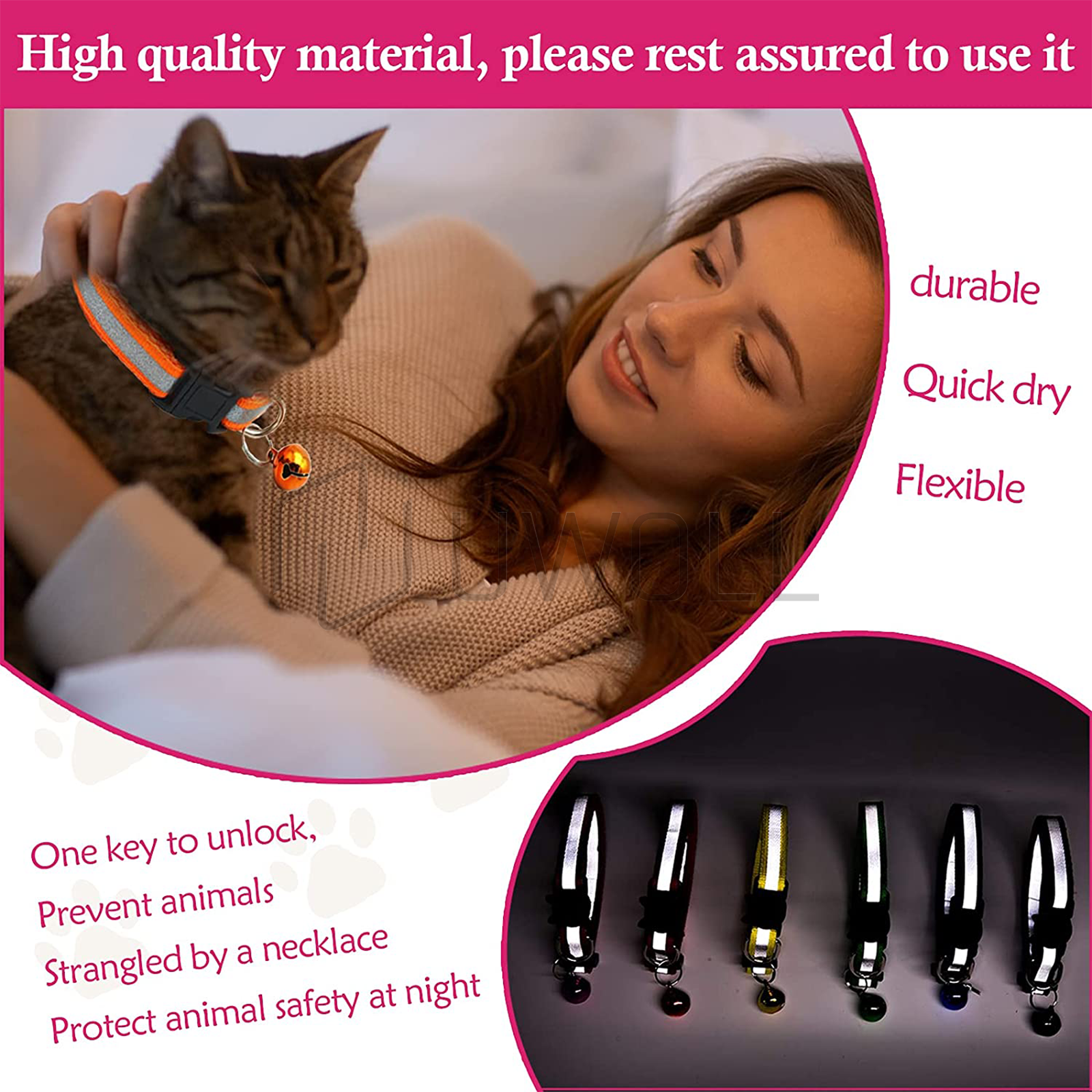 Reflective Nylon Collars With Bell For Cat kitten Small Dog Puppy Pet Adjustable