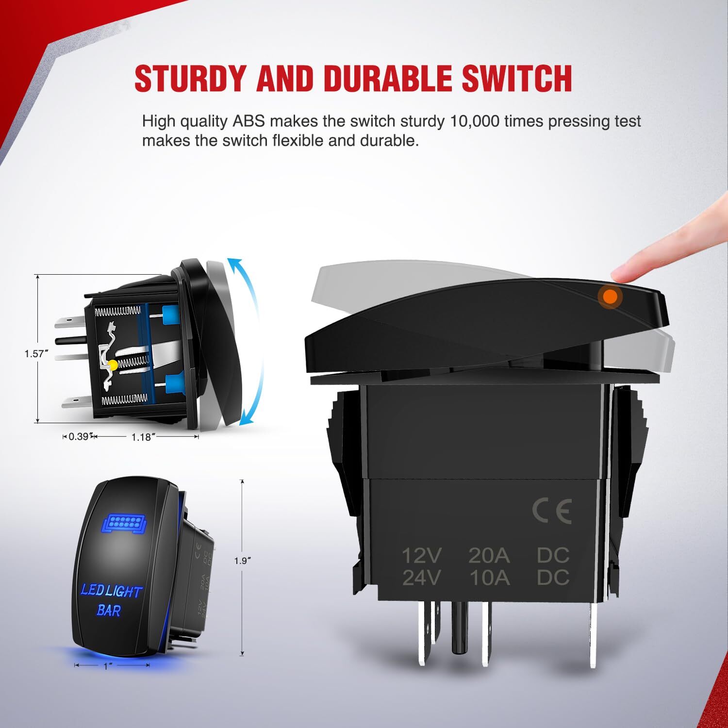 Nilight 16AWG LED Light Bar Wiring Harness Kit 12V On/Off Rocker Switch Panel