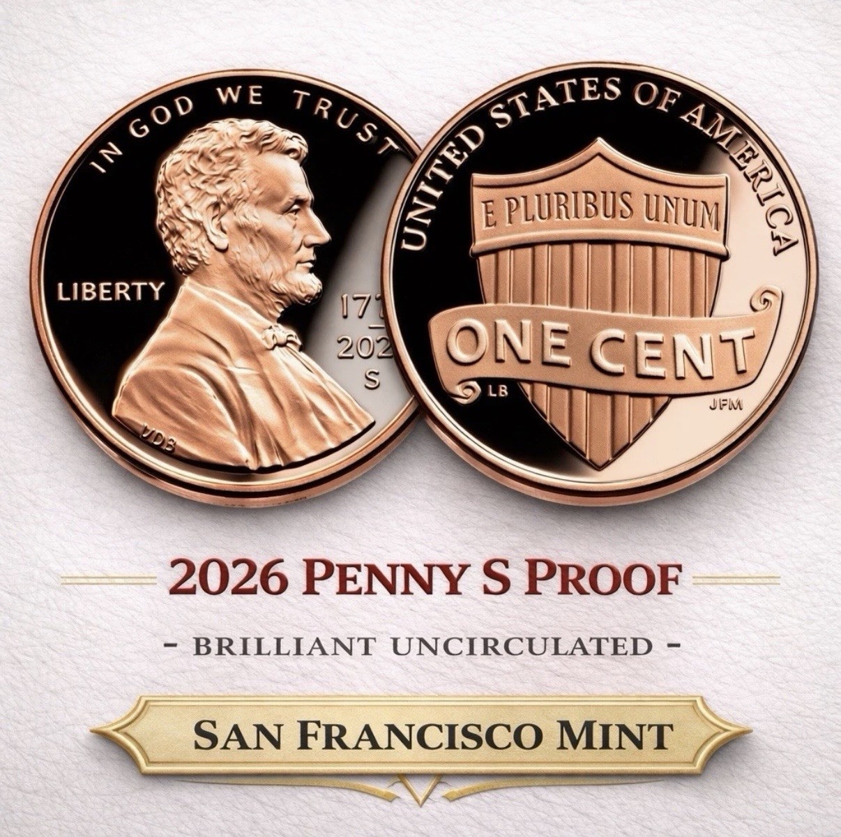 2026 S Lincoln Shield Cent Proof SemiQuinCentenial - PRESALE - Low Mintage