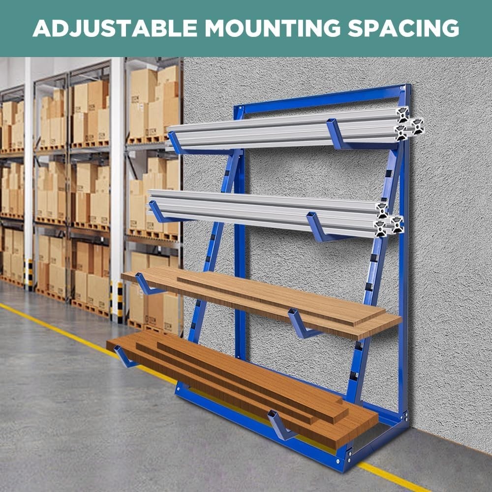 Heavy Duty Steel Horizontal Storage Rack with 4-Level Lumber/Pipe Organizer