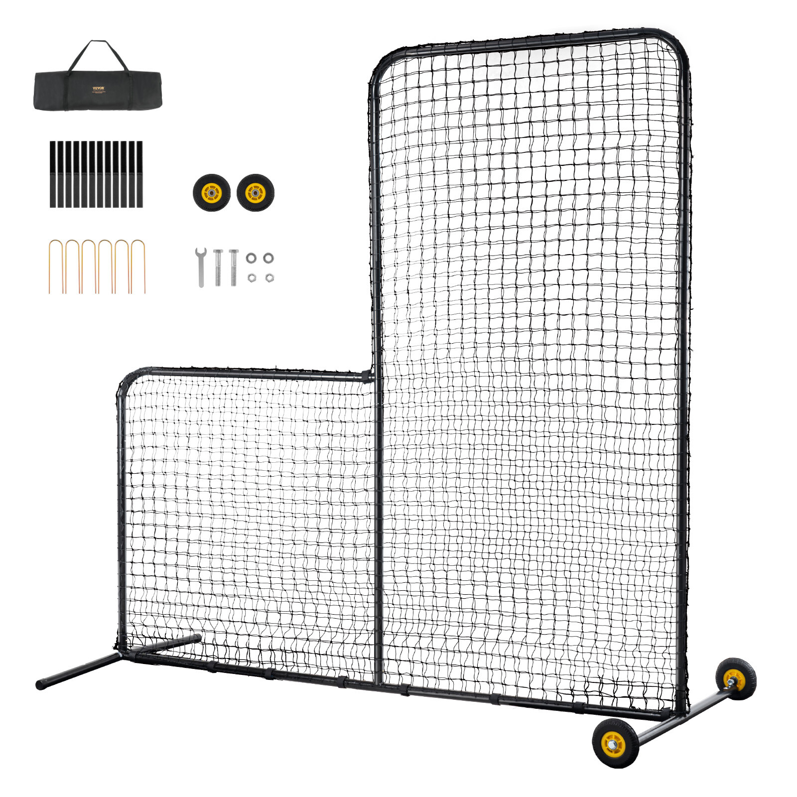 VEVOR L Screen Baseball Pitching Net for Batting Cage Softball Screen 7x7ft