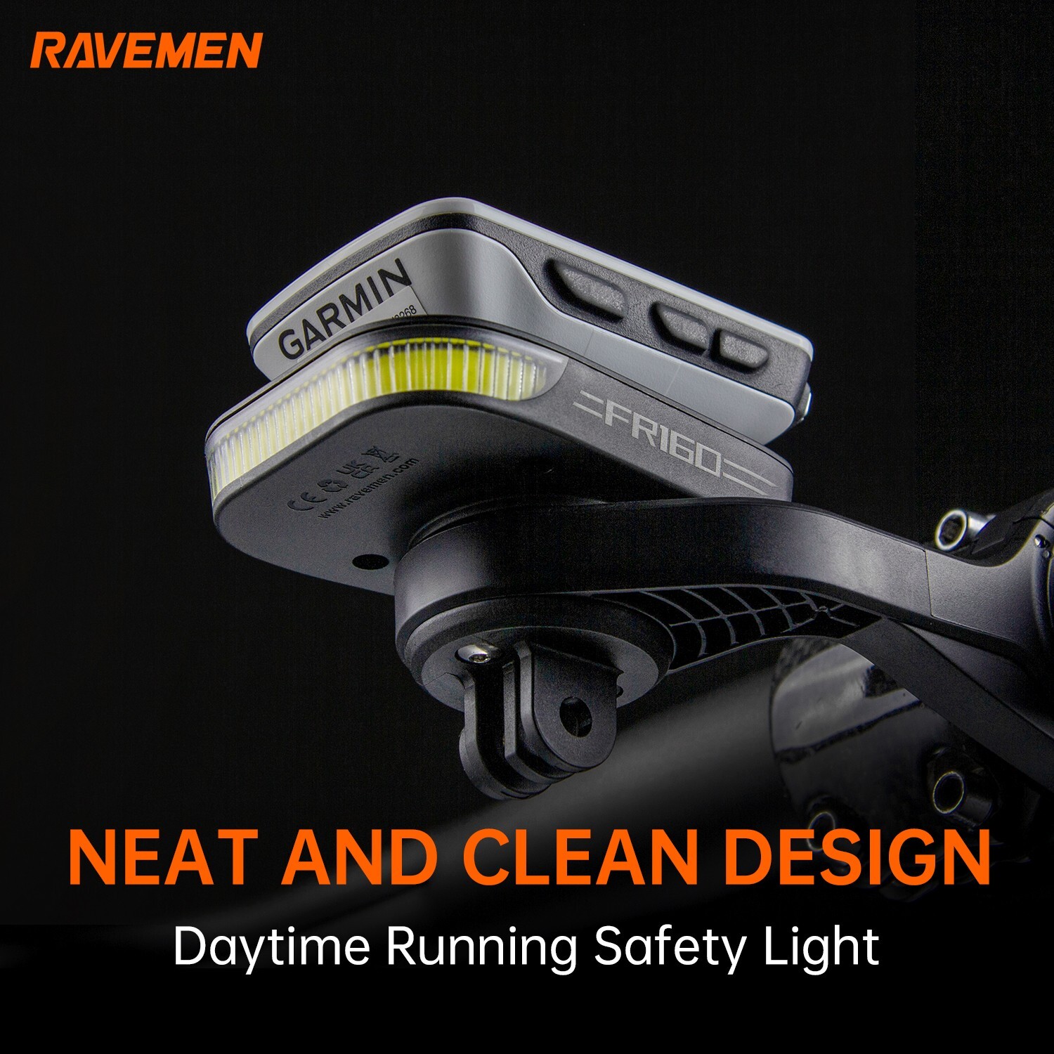RAVEMEN FR160 For Garmin Bike Head Light PRO Out-Front Bicycle Flashing Safety