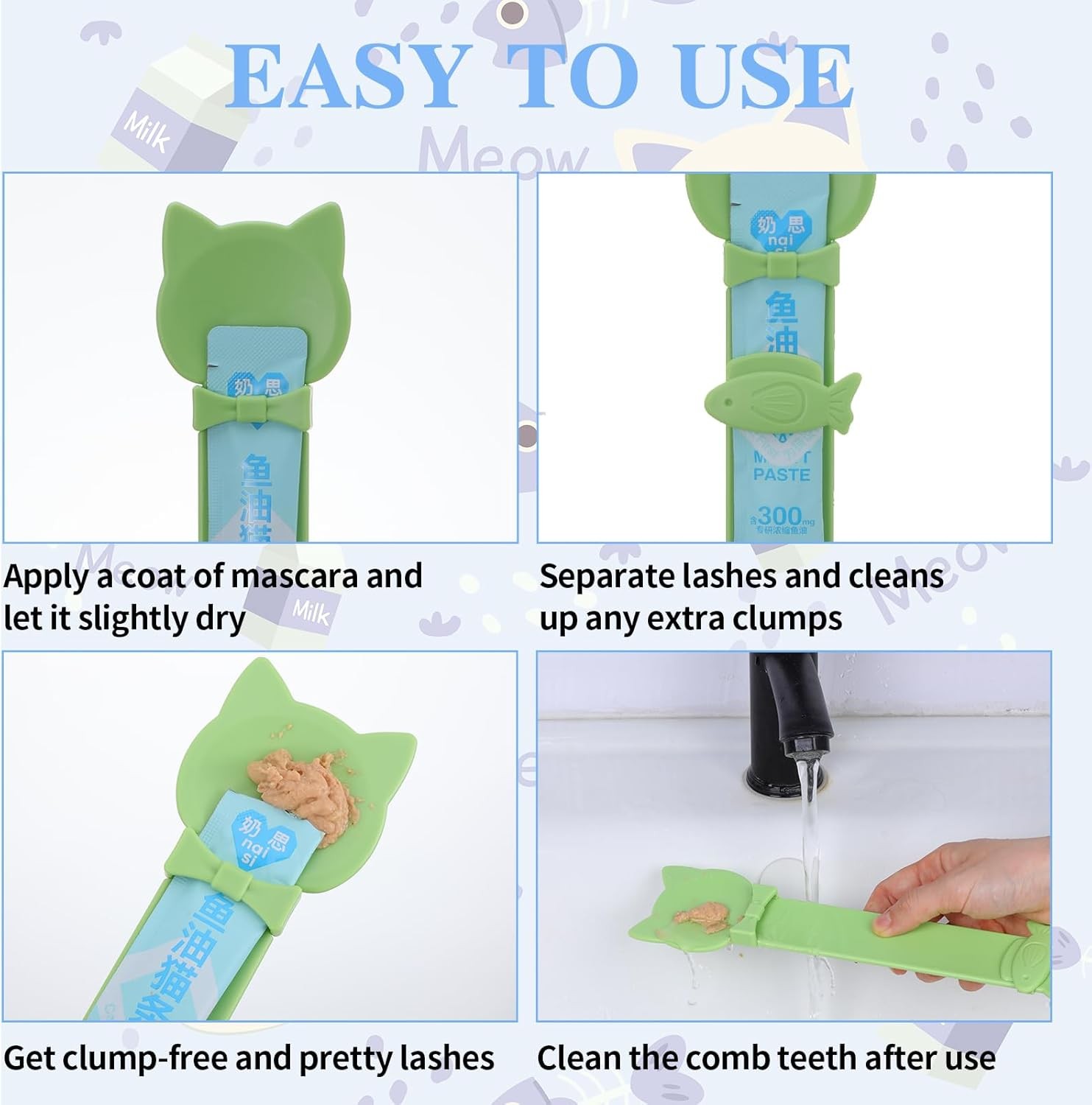 Cat Treat Spoon Squeeze Feeder, Durable Churu Spoon for Wet Food & Snacks, Green