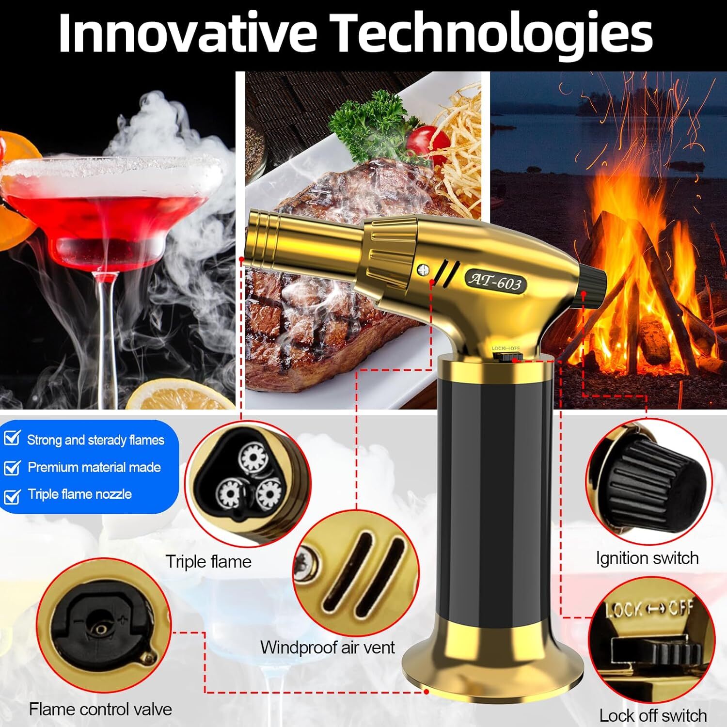 Cocktail Smoker Kit Whiskey Smoker Kit W/ Torch 8 Flavors Wood Chips for Whiskey