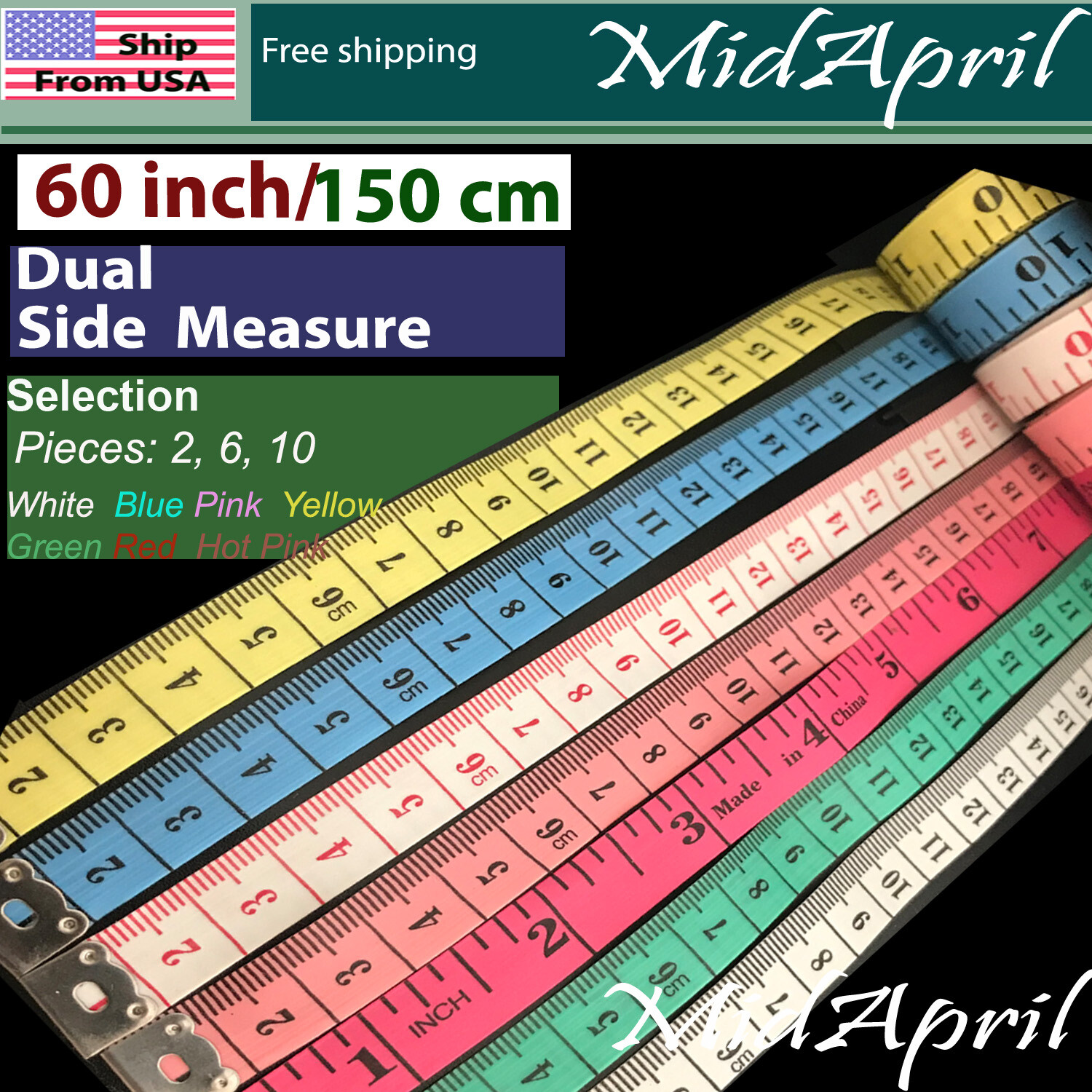 Body Measuring Ruler Sewing Cloth Tailor Tape Measure Soft Flat 60" /150cm