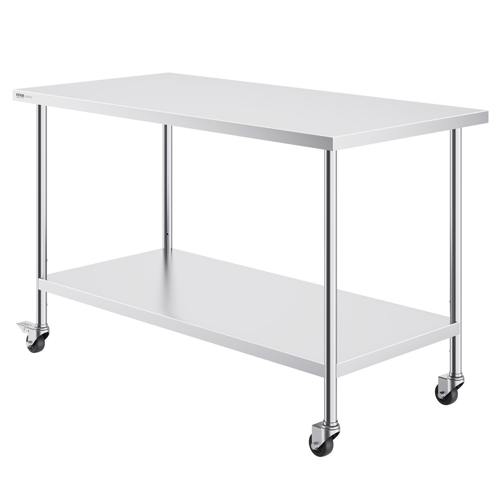 VEVOR Stainless Steel Work Table Commercial Prep Table 30x60 Inch With 4 Casters