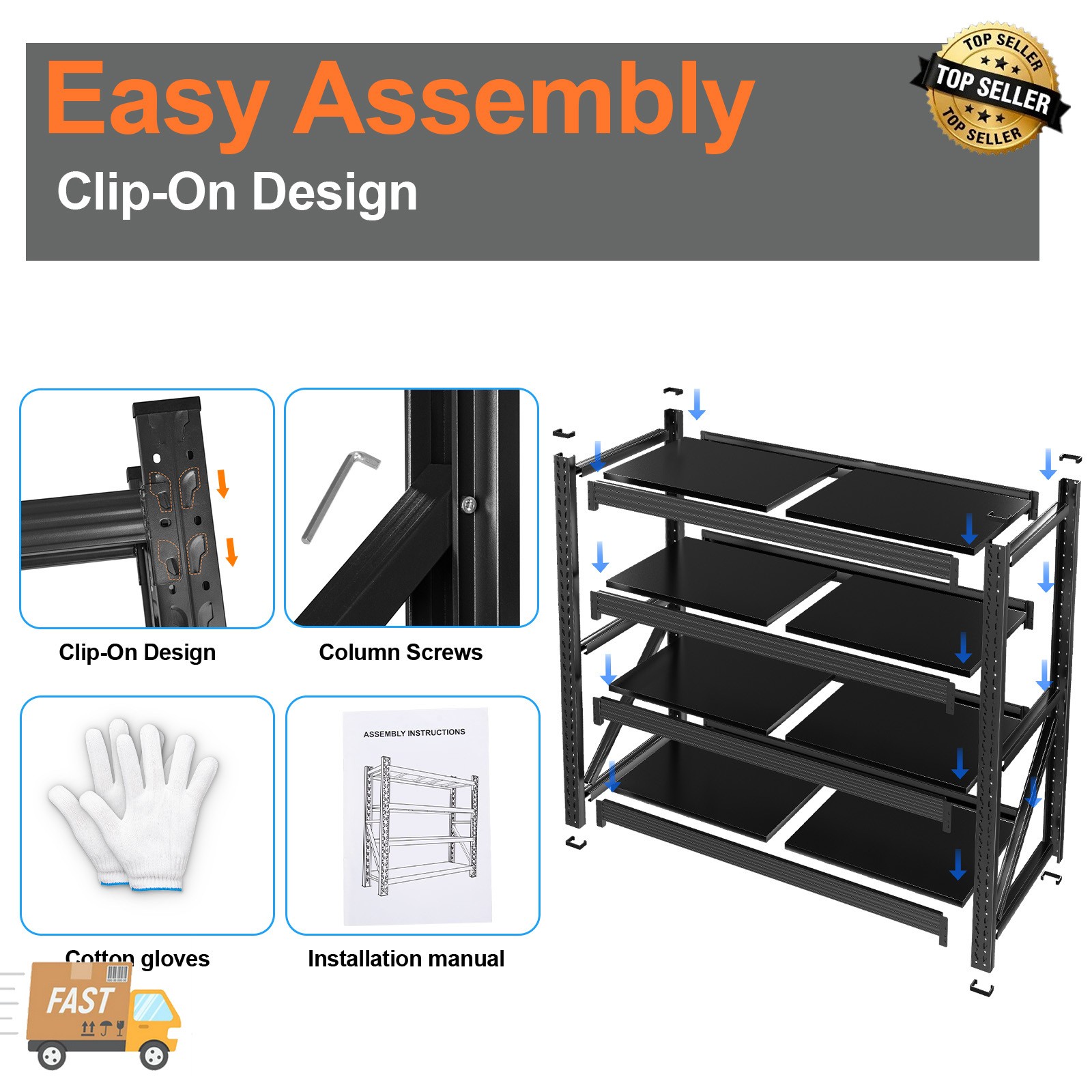 6000 LBS Garage Shelving Heavy Duty 4 Tier Storage Shelves Metal Organizer Rack