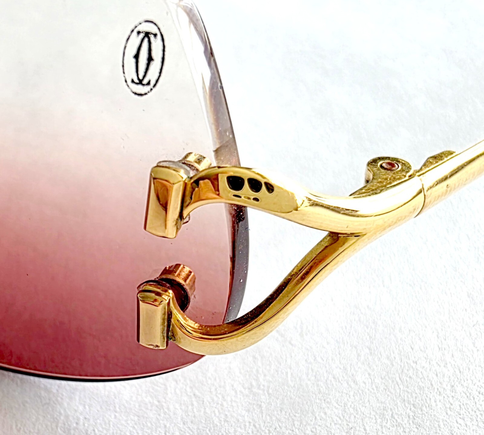 NEW! Auth Curved Rectangle Cartier Screws Full Sets - Gold