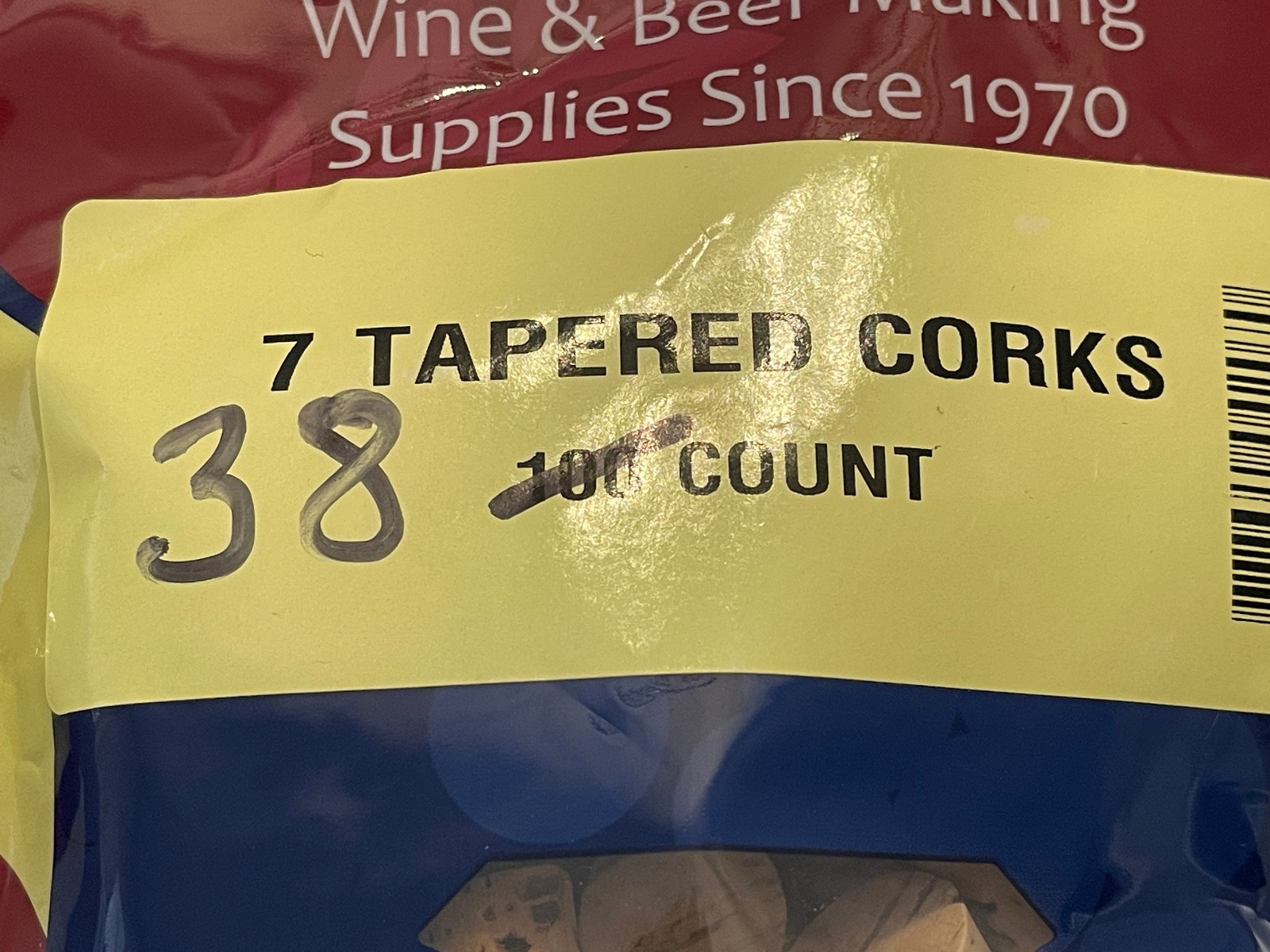 #7 Tapered Corks 38 count for Bottles