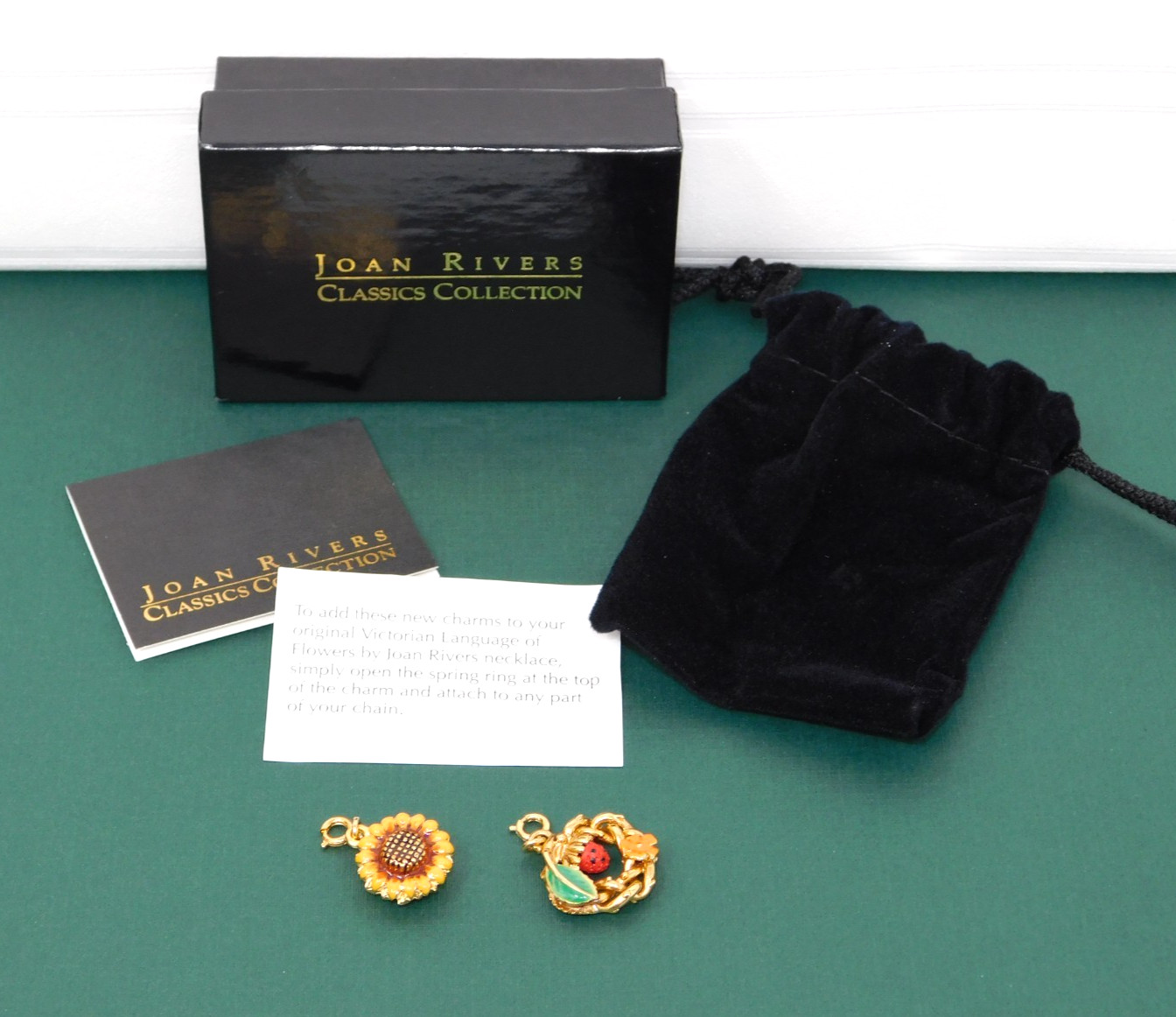 Vintage JOAN RIVERS Victorian Language of Flowers Charms Lot of 2 New in Box