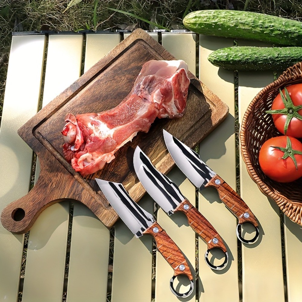 3pcs Kitchen Knives Set, Scissors Stainless Steel Ultra Knives for Home Travel