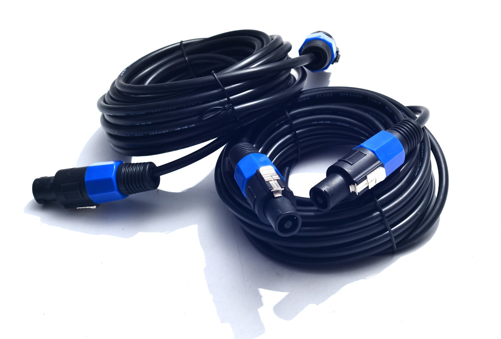 2Pack 25 ft Male Speakon to Speakon Speaker Cables, Audio Cord DJ Wire with Twis