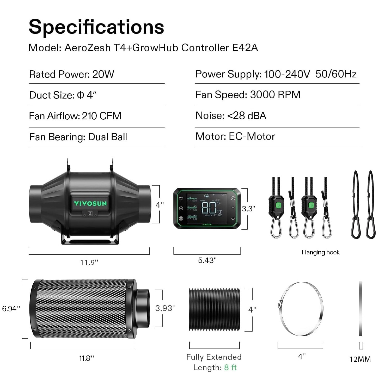 VIVOSUN 32"x32"x63" PRO Complete Grow Tent Kit A150SE Light 4" Fan E42A Control