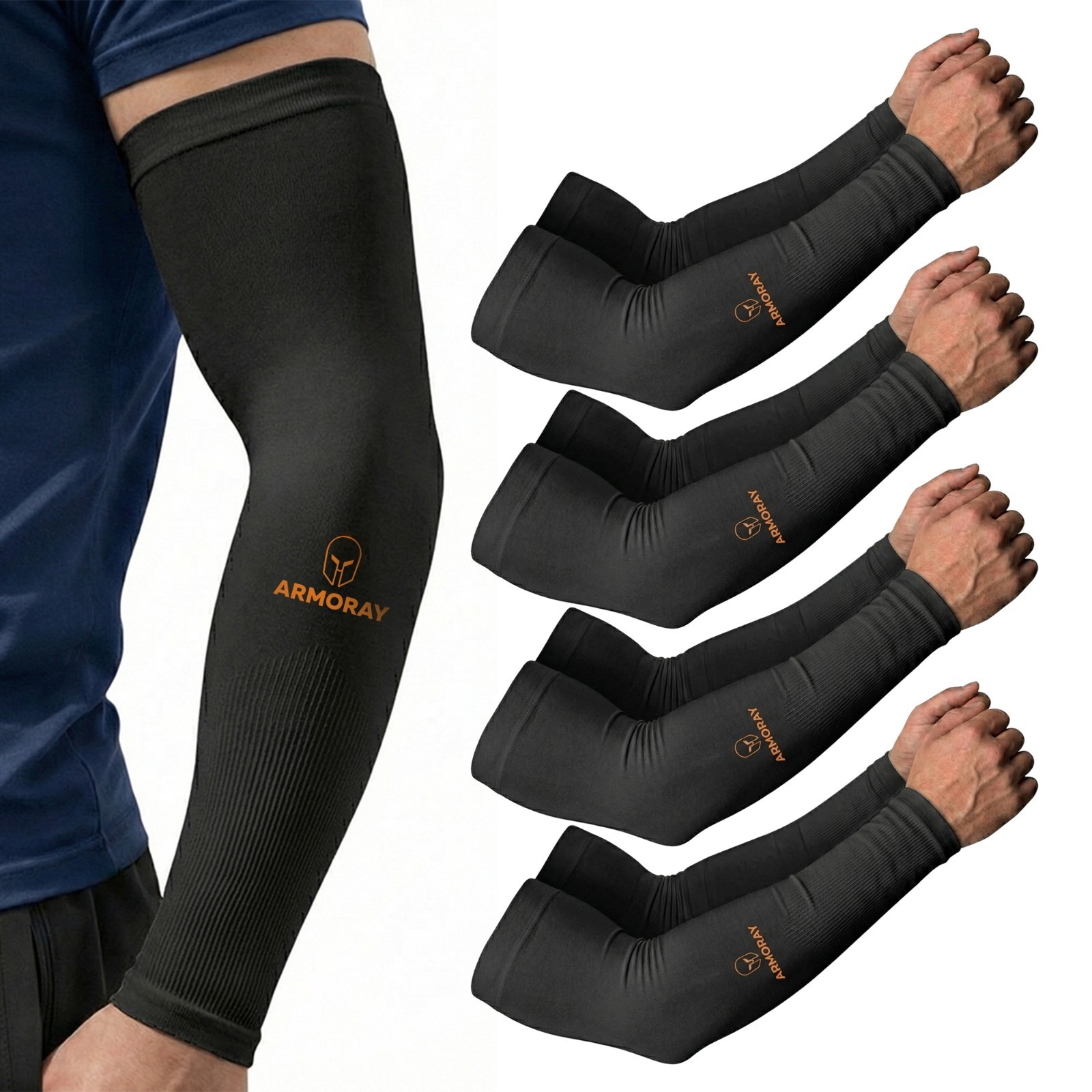Tattoo Cover Up Arm Sleeves 1 to 5 Pair BLACK for Men Women Compression Sleeve