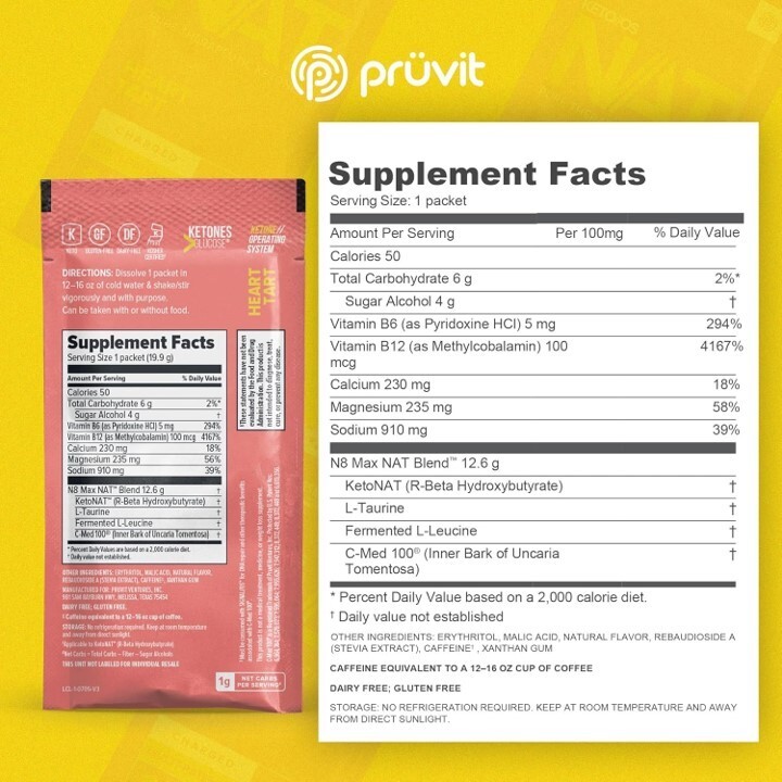 PRÜVIT Keto OS NAT Heart Tart Keto Supplements – Charged – 20 Count Exp 03/2027