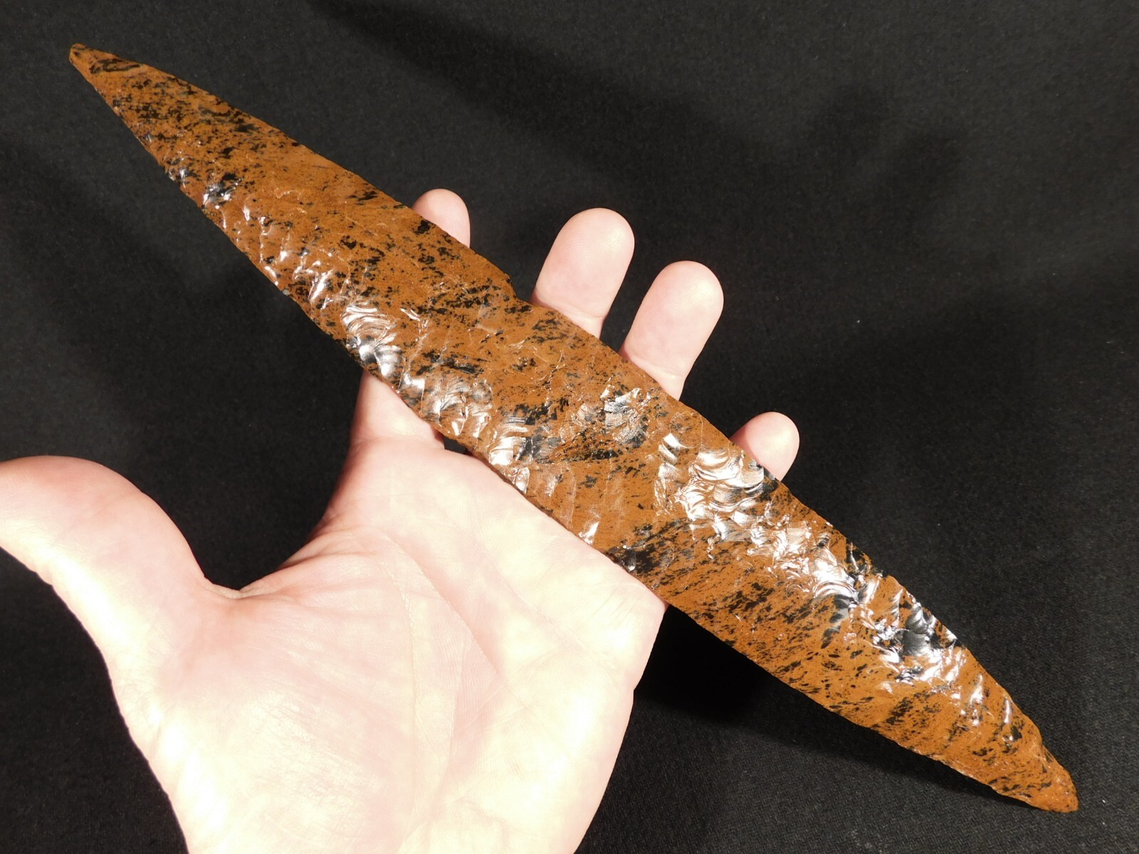 Huge! Ancient COLIMA Mahogany Obsidian Blade Knife or Spear Mexico 212gr
