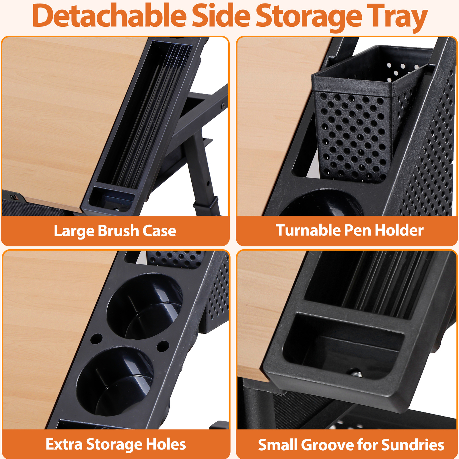 Adjustable Drafting Table for Artists Drawing Table w/ Charging Station Natural