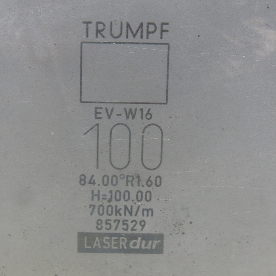 Trumpf 857529 EVW16 Brake Press Die 84° 100mm Wide R1.60 H=100mm Laser dur