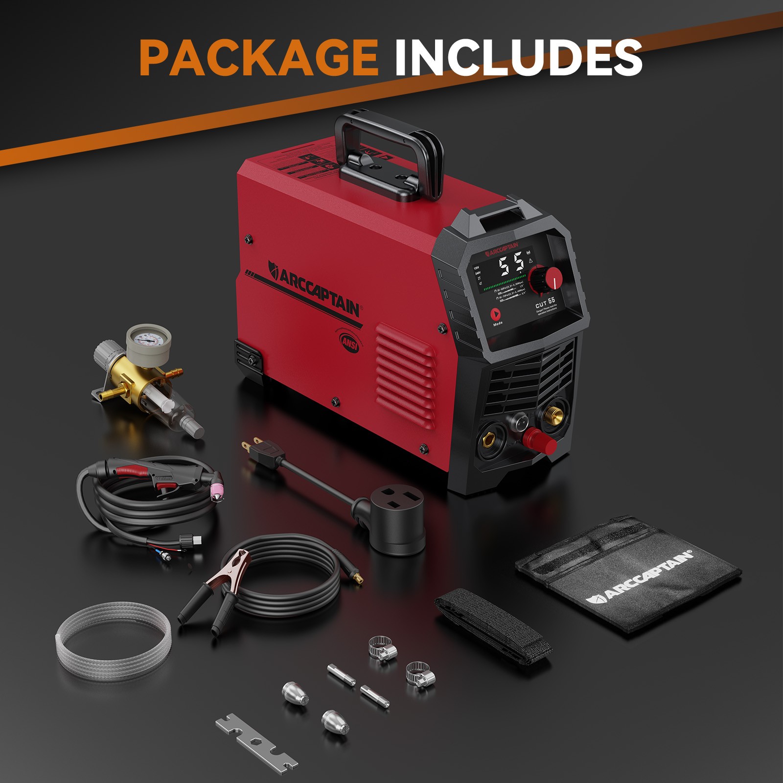 ARCCAPTAIN 55A Plasma Cutter Large LED Display Non-Touch Pilot Plasma Cutter