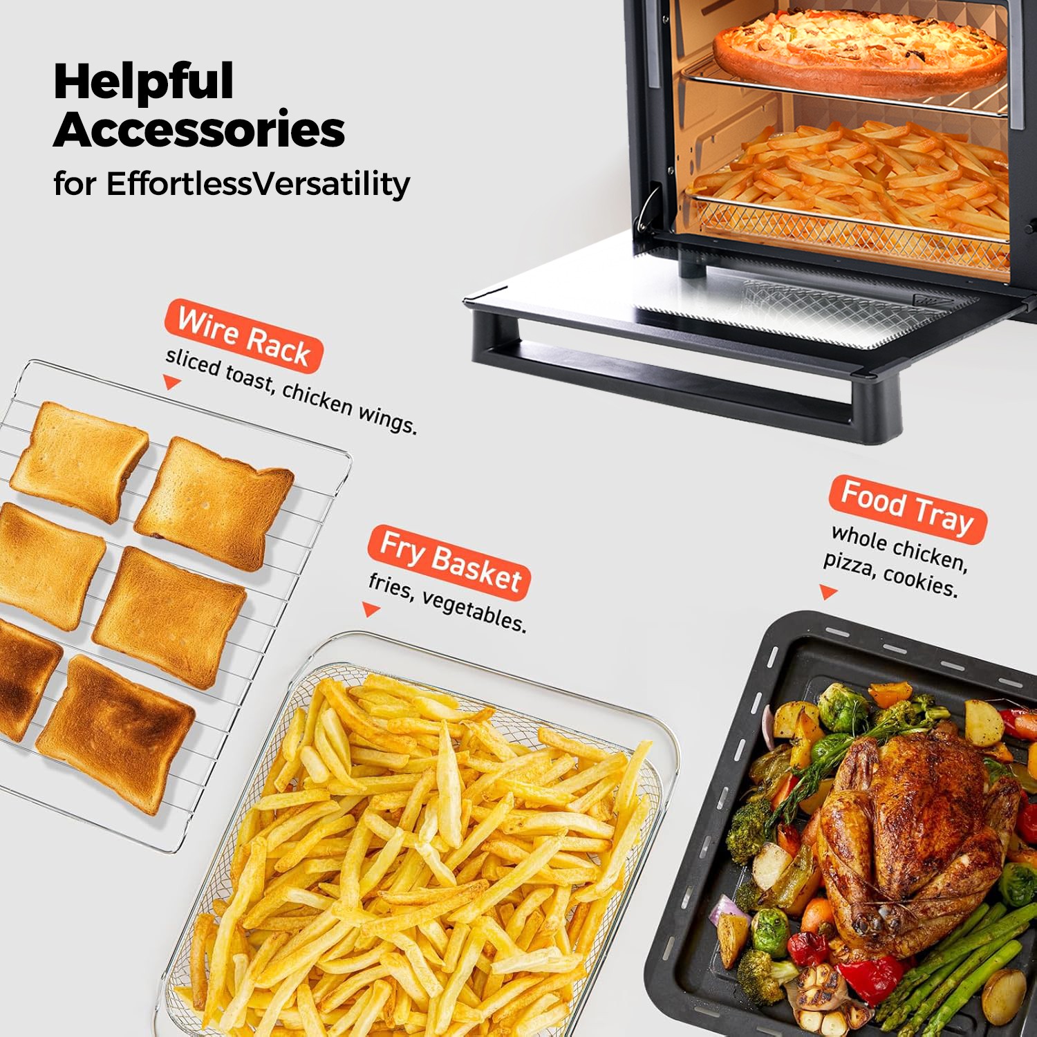 Air Fryer Toaster Oven 26Qt 10 in 1 Convection Oven Dehydrator 1800W Extra Large