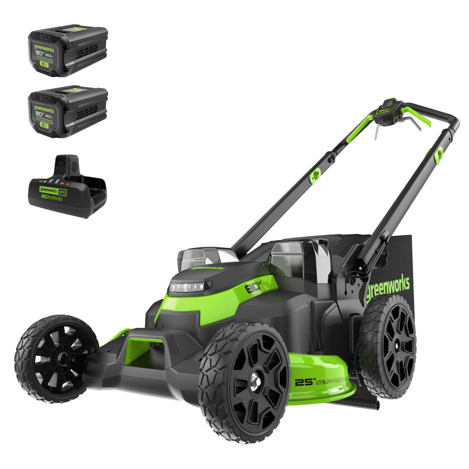 Greenworks 80V 25" Self-Propelled Lawn Mower Two Battery Port w/ 2x2.5Ah Battery