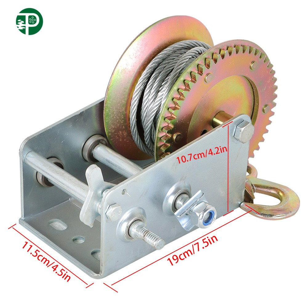 3500lbs Durable Hand Crank Winch For Trailer Hand Winch With Cable NEW