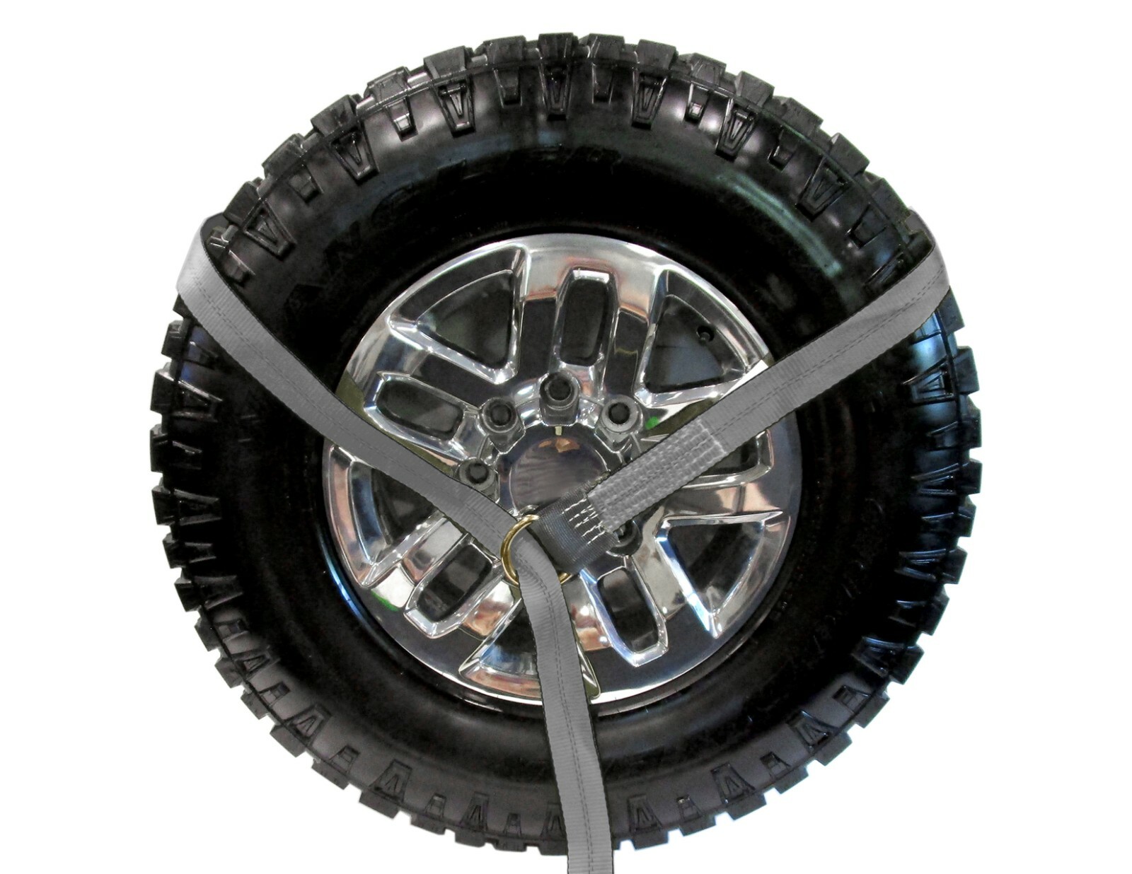 Silver 8' Lasso Strap 2" Ratchet w/ Finger Hook Tow Truck Tire Wheel Tie USA