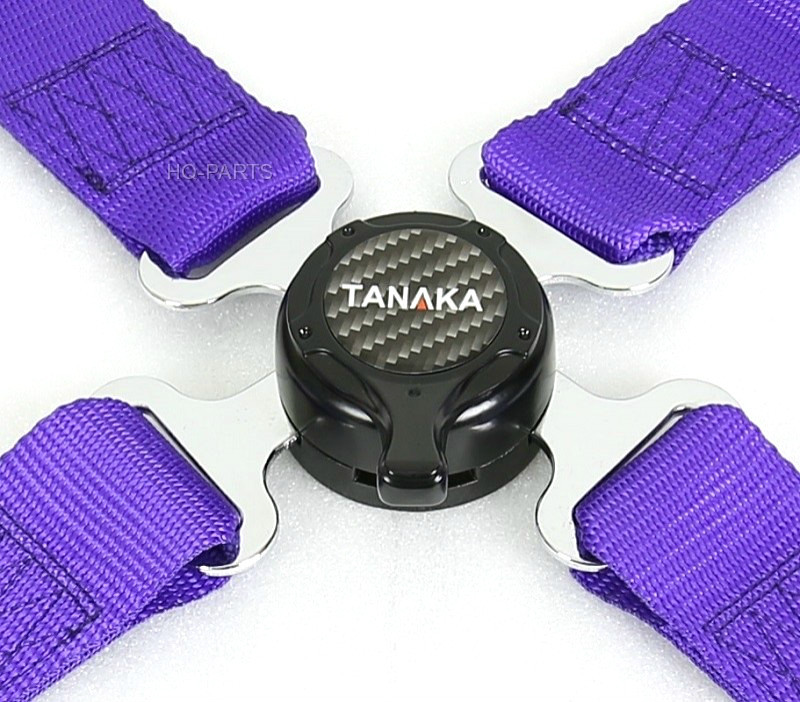 2 TANAKA UNIVERSAL PURPLE 4 POINT CAMLOCK QUICK RELEASE RACING SEAT BELT HARNESS