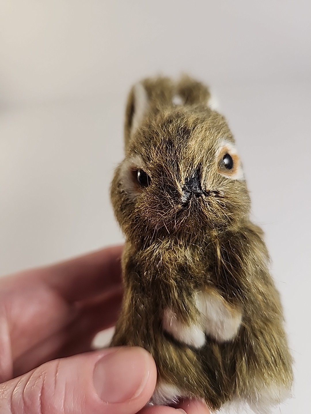 Vintage Realistic Rabbit Bunny Figure Easter Spring Faux Fur 4" Brown