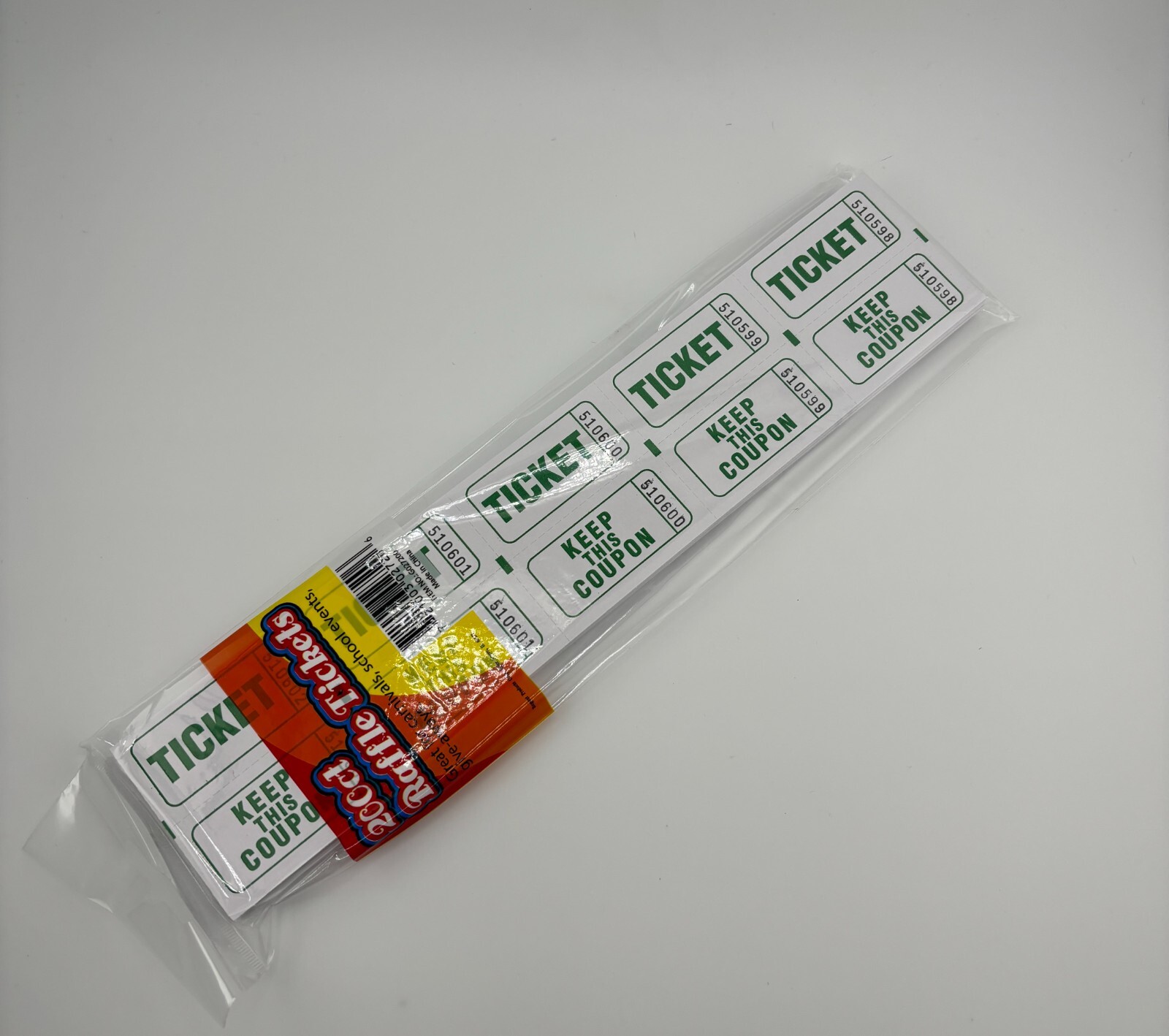 200 Raffle Tickets Flat 50 50 Double sided Split Carnival Festival Event SEALED