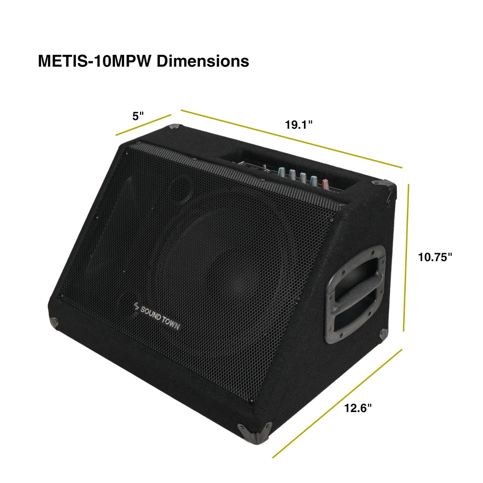 Sound Town 10" 300W Powered DJ PA Stage Monitor Active Speaker (METIS-10MPW)