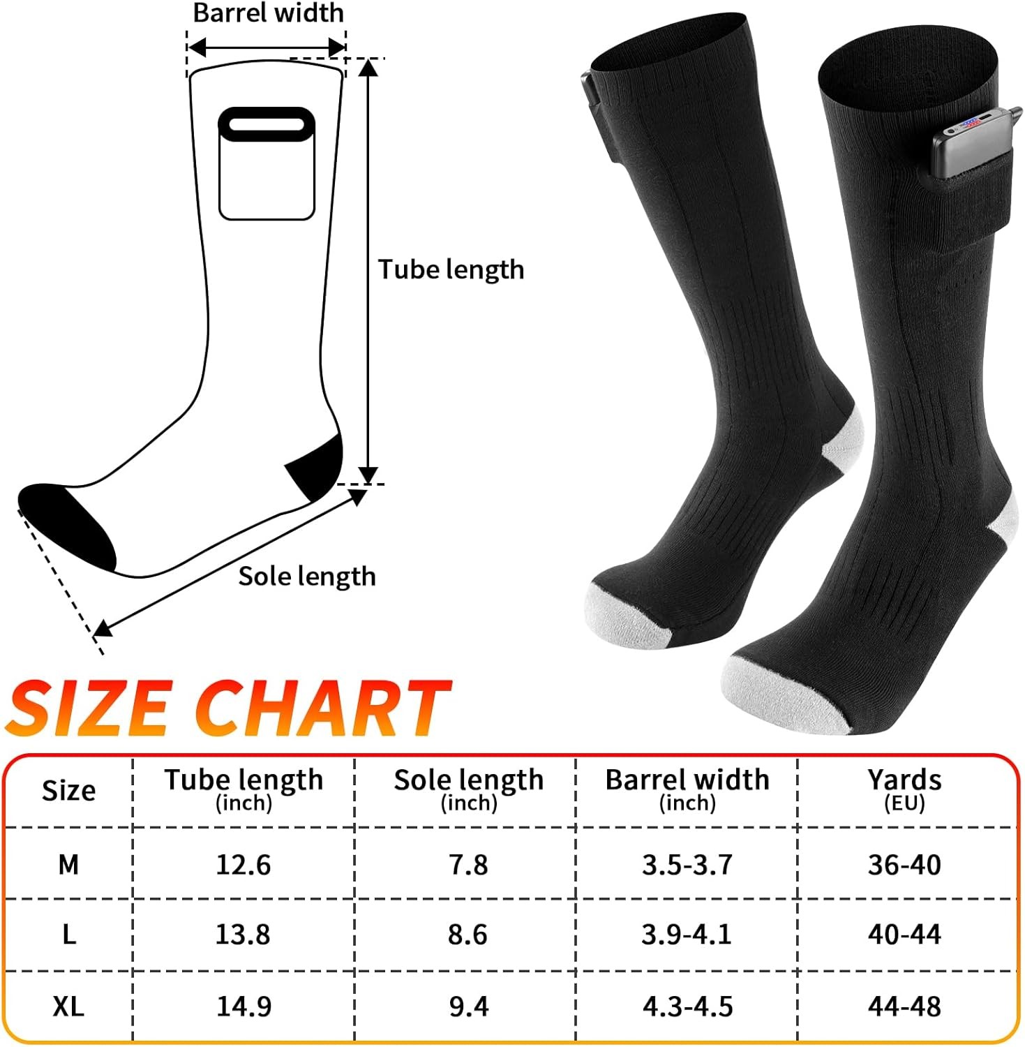 Rechargeable Battery Heated Gloves with Heated Socks Electric USB Thermal Winter