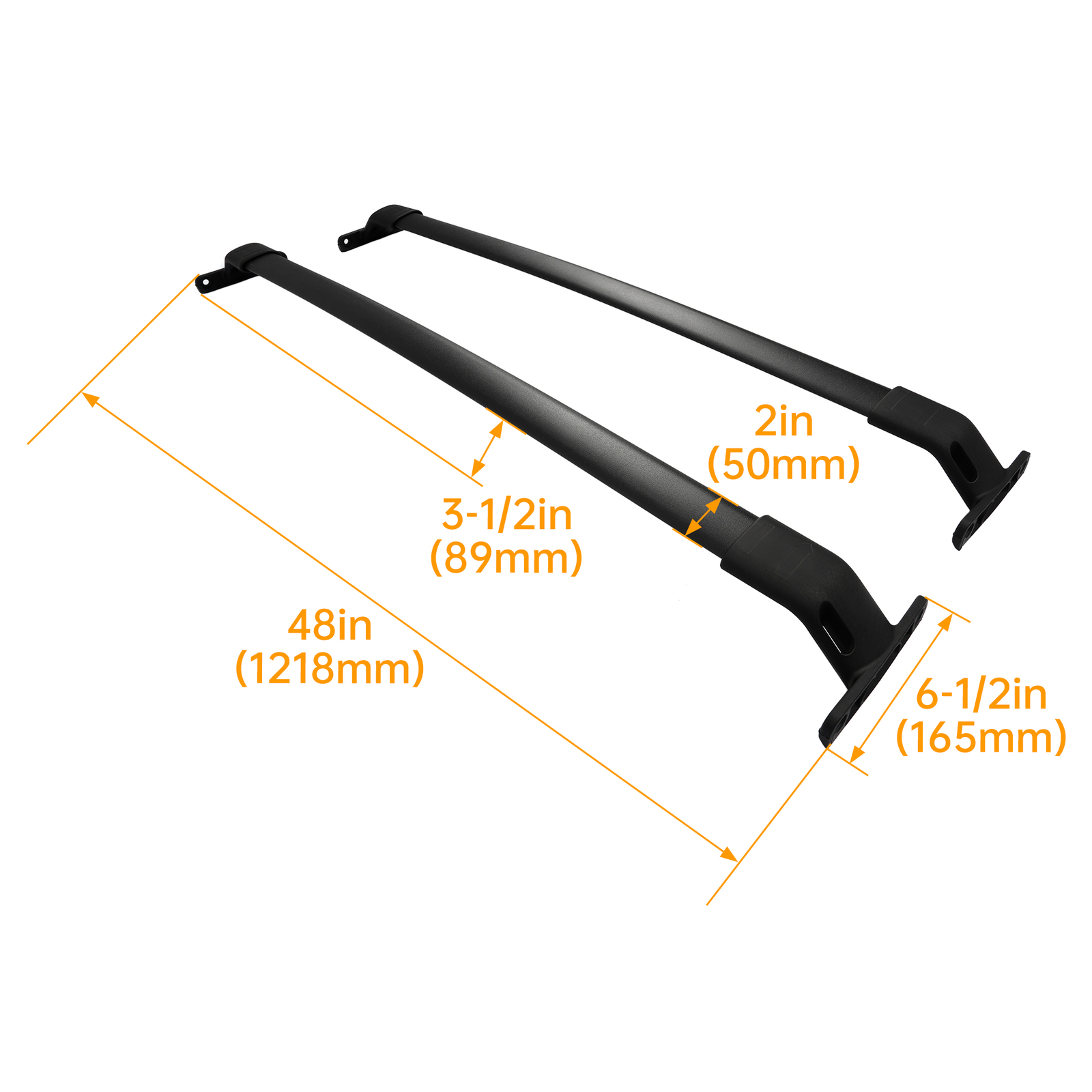 Roof Rack Rail Crossbars Black Set 2-pc w/ Hardware For Ford Expedition 18-24