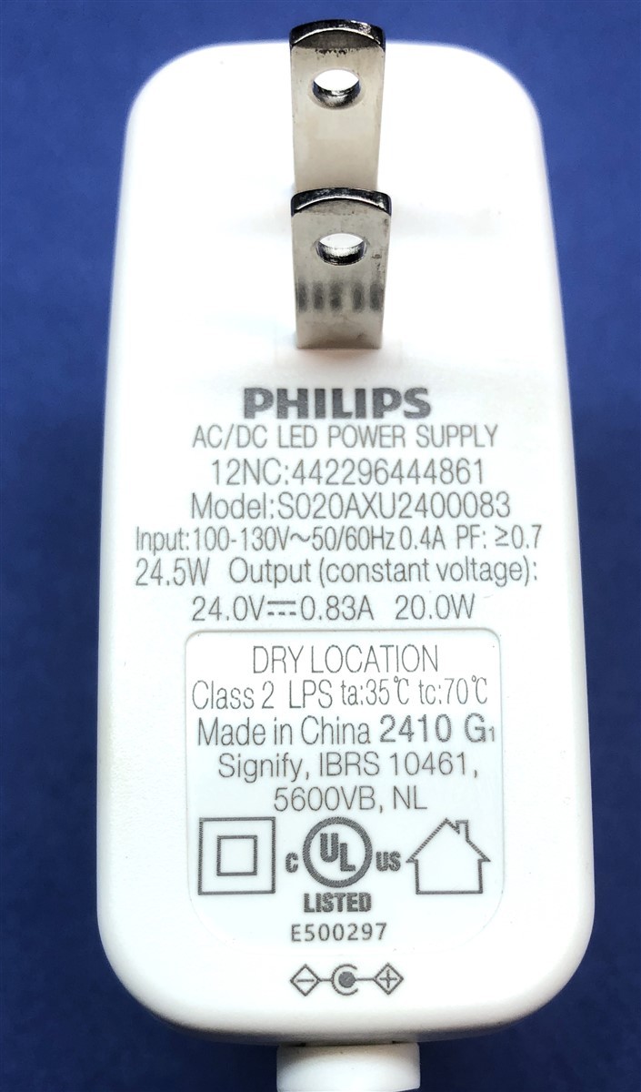 Genuine Philips Hue Lightstripe AC Adapter Power Supply 24V/20W S020AXU2400083