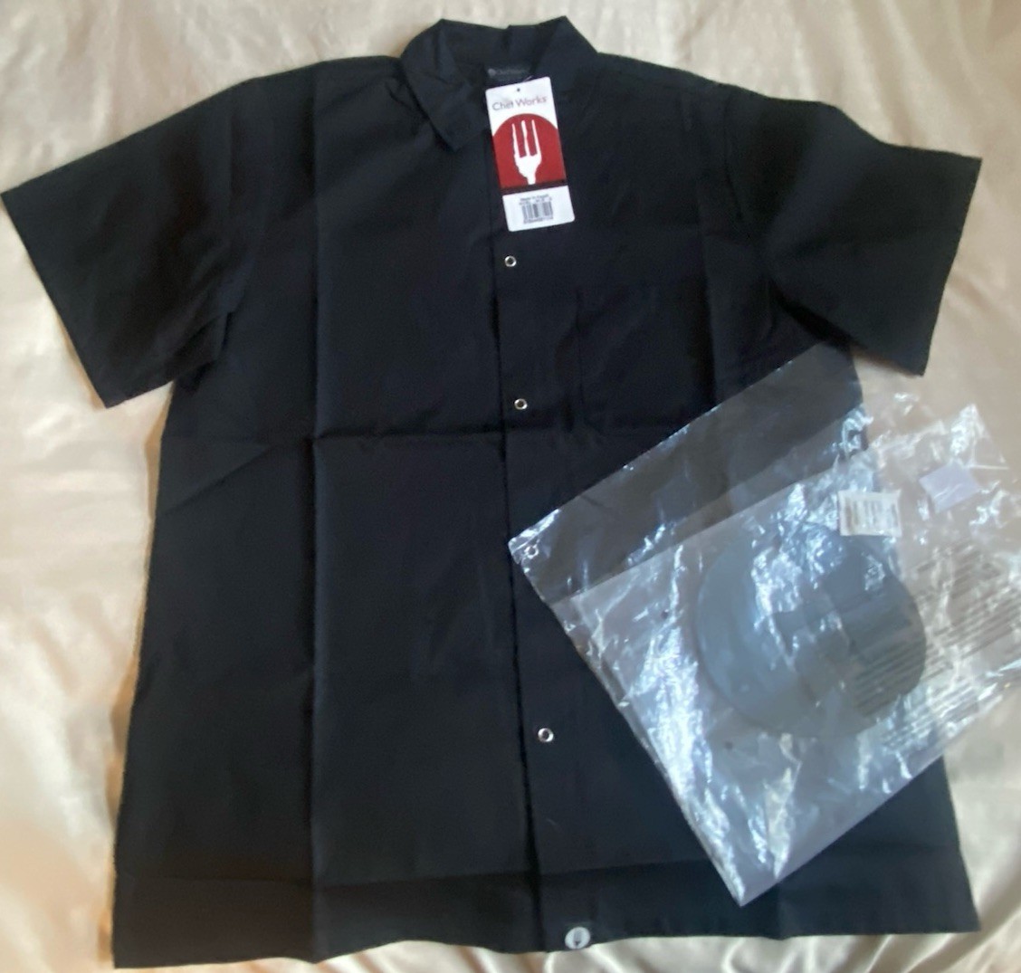Chef Works KCBL Black Short Sleeve Cook Shirt Mens Size S