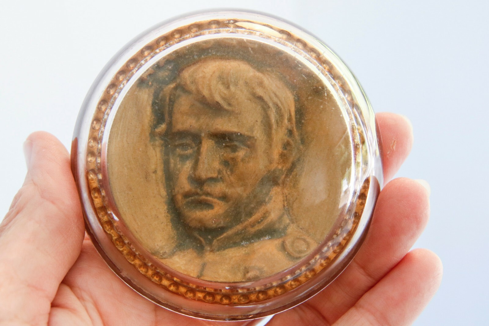 C. 1902 Glass Paperweight French Emperor Napoleon Bonaparte St Louis Exposition