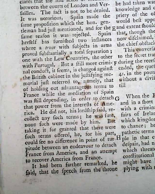 1780 WEST FLORIDA Surrender to Spanish Revolutionary War London Enemy Magazine