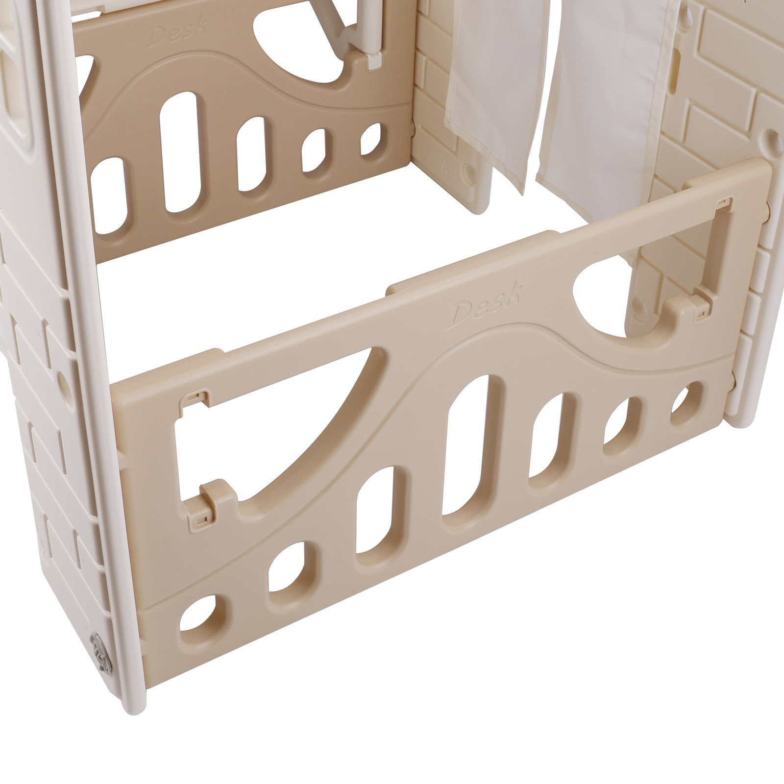 Kid Plastic Outdoor Playhouse With Light Strip And Building Blocks Toddler Toy-