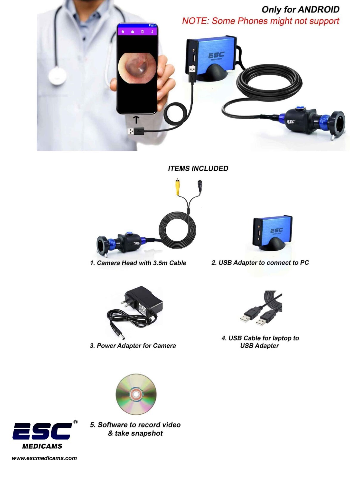 Endoscopy camera HD Portable USB Rigid Endoscope Storz ENT Medical 1.2MP Windows
