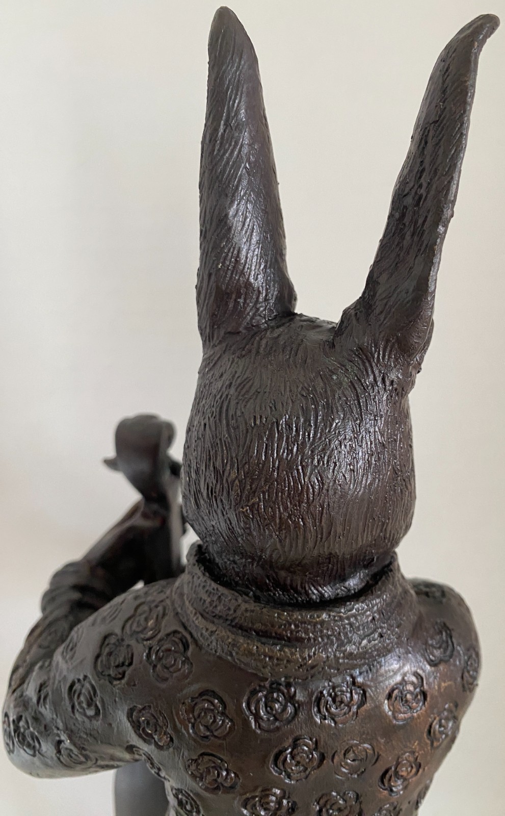 Vtg 17" Bronze Anthropomorphic Rabbit Sculpture Playing Cello Maitland Smith MCM