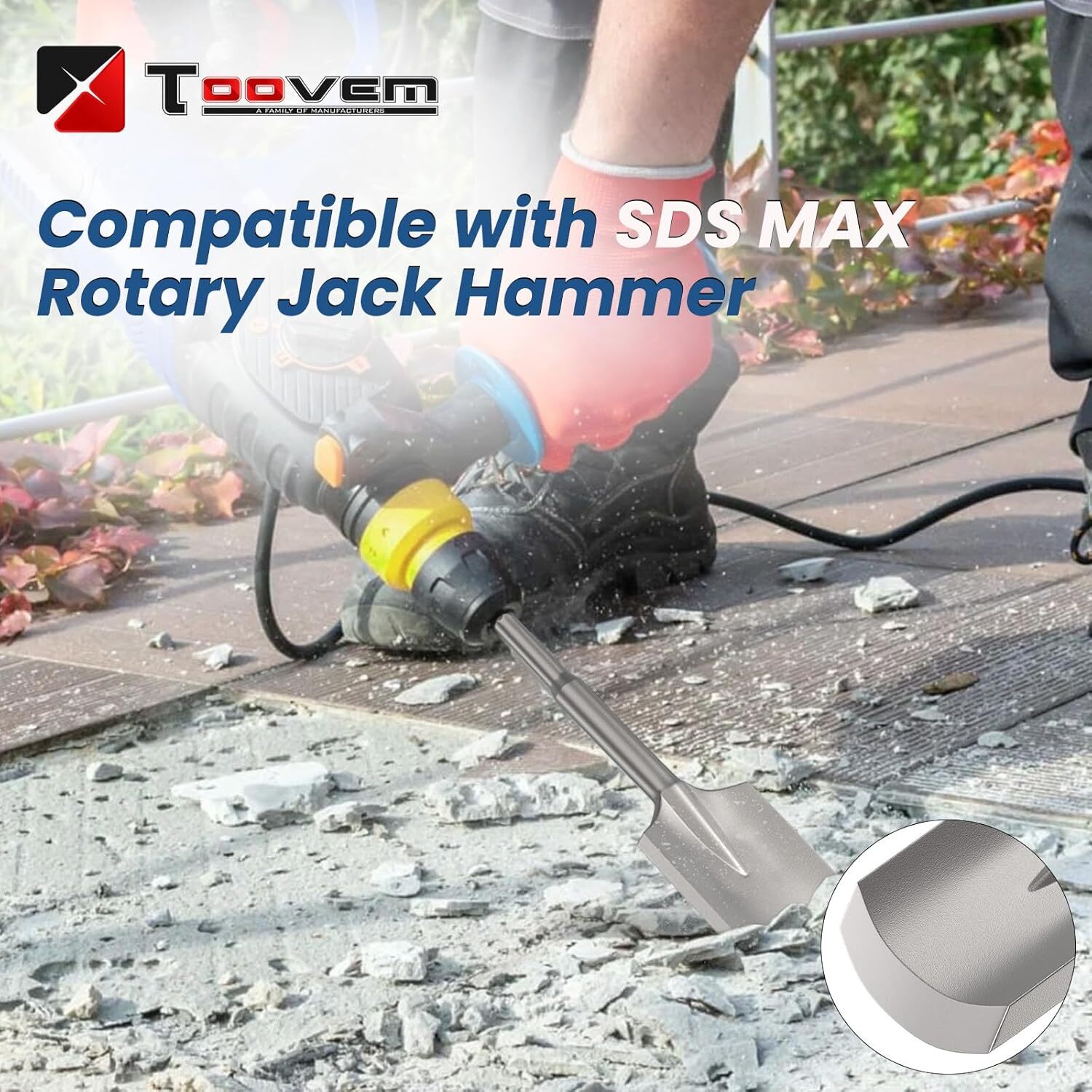 SDS MAX Clay Spade Scoop Square Flat Shovel Chisel Bit for Jack Hammer Drill